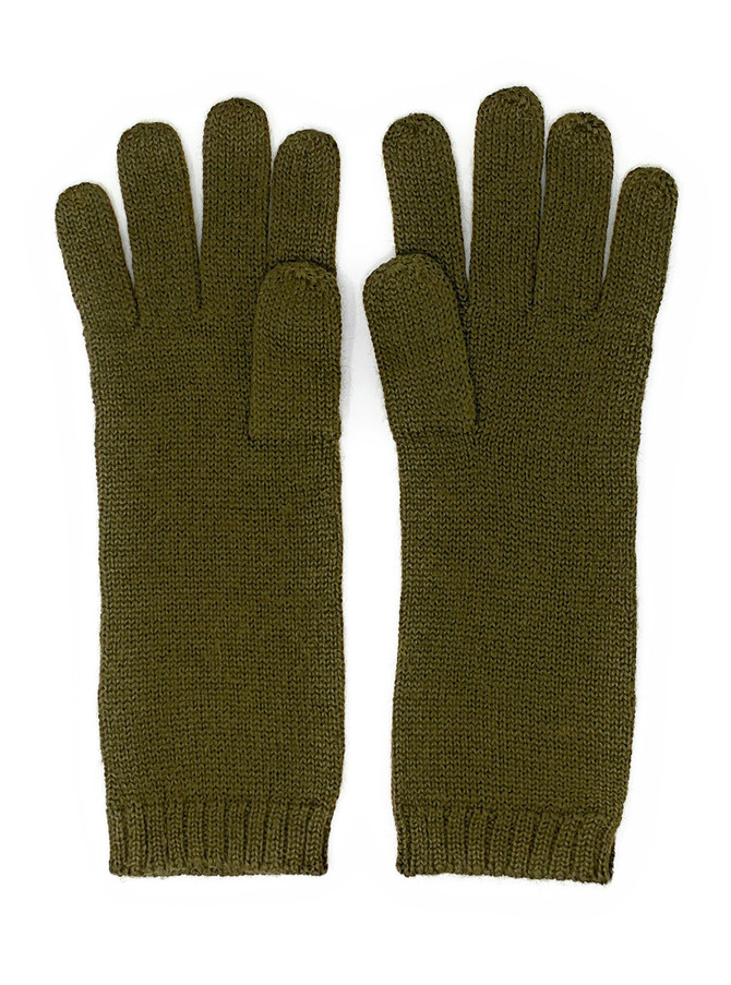 Women's Long Jersey Knit Baby Alpaca Gloves side by side