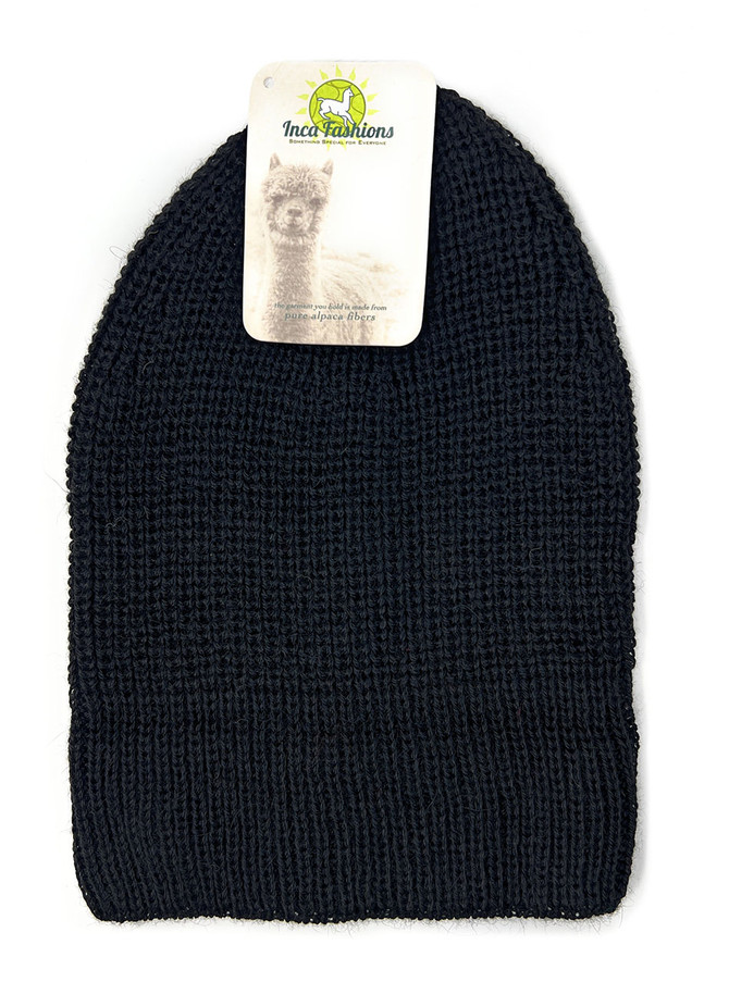 Rollable edge baby alpaca wool beanie for adjustable fit