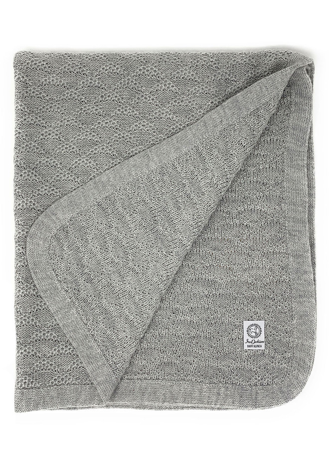 Crescent Knit Baby Alpaca Blanket Quarter Fold Reverse