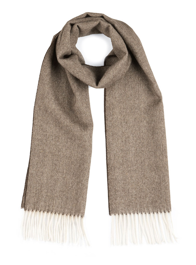 Herringbone Scarf - 100% Baby Alpaca, Chestnut, looped - main image