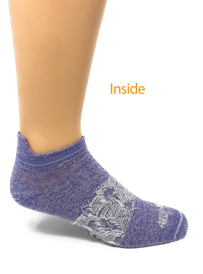 All-Purpose, All-Season Alpaca Tab Ankle Socks - Lilac, Inside.