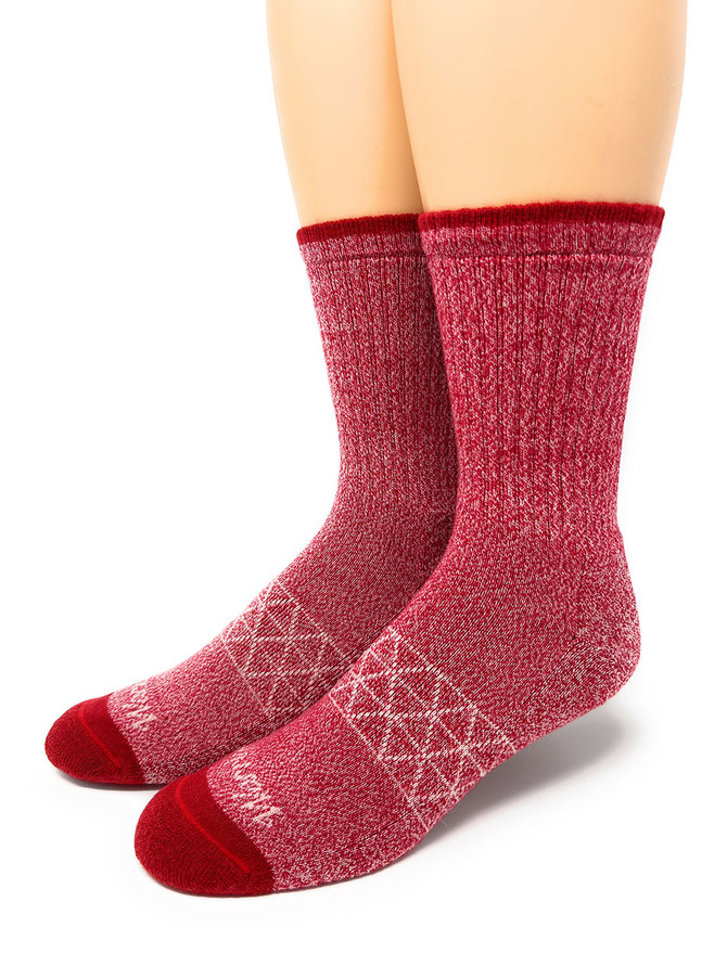 All Purpose Cushioned Alpaca Crew Socks, Red / White, Main Image