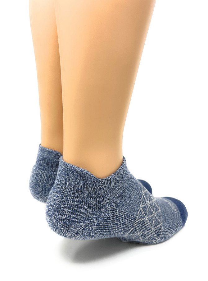 All Purpose Cushioned Alpaca Ankle Socks - Slate Blue - Heel.