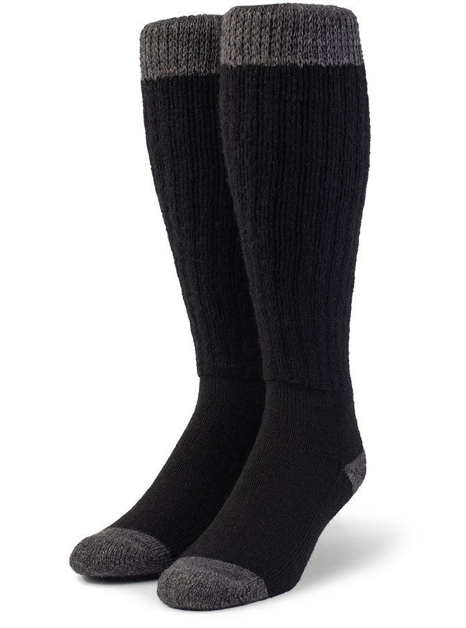 Long John Colorblock Alpaca Boot Socks - Black/Gray