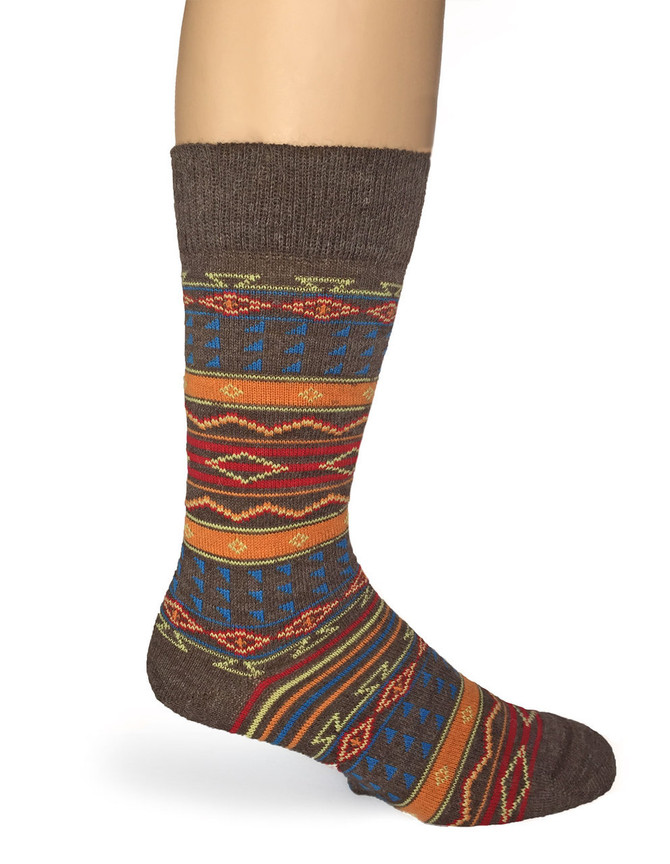 Tribal Patterned Alpaca Crew Socks Side