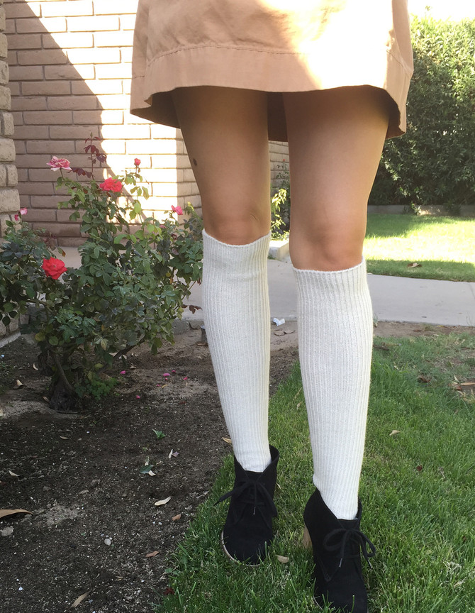 Vintage Tube Knee High Alpaca Socks On Model