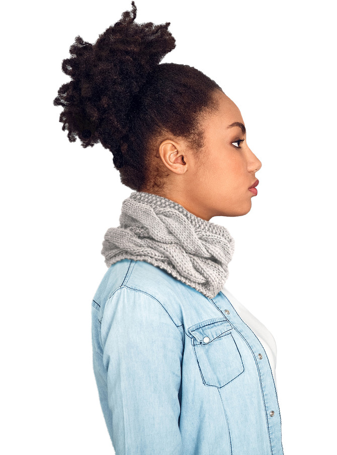 Women's Cozy Cable Circle Alpaca Scarf On Model