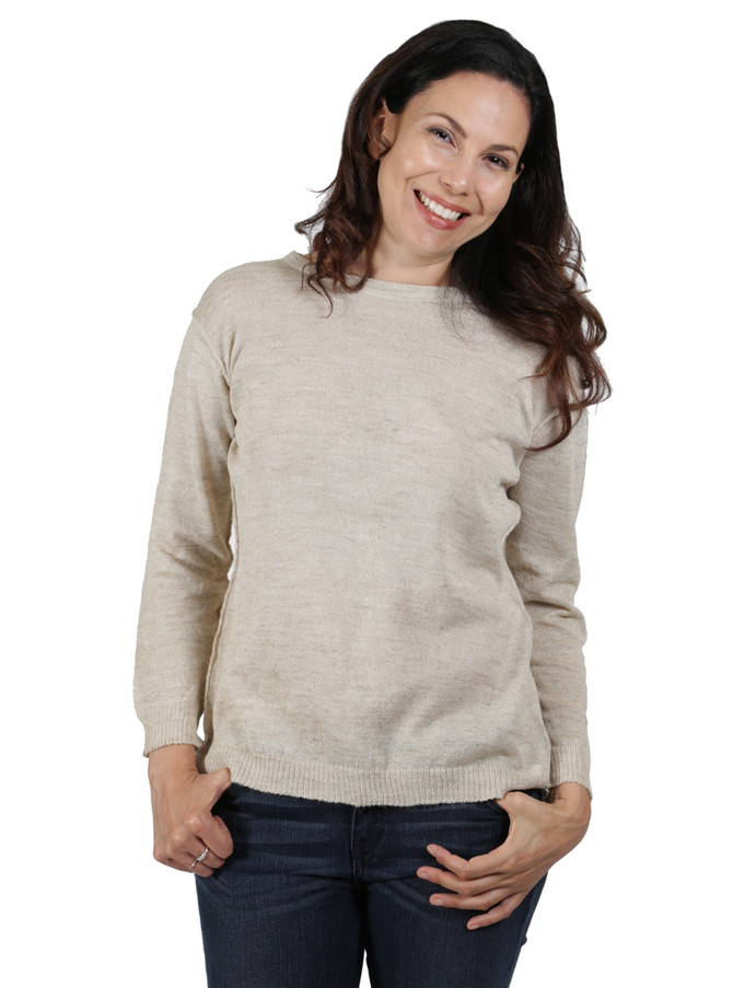 Women's Beach Boat-Neck Alpaca Pullover Front