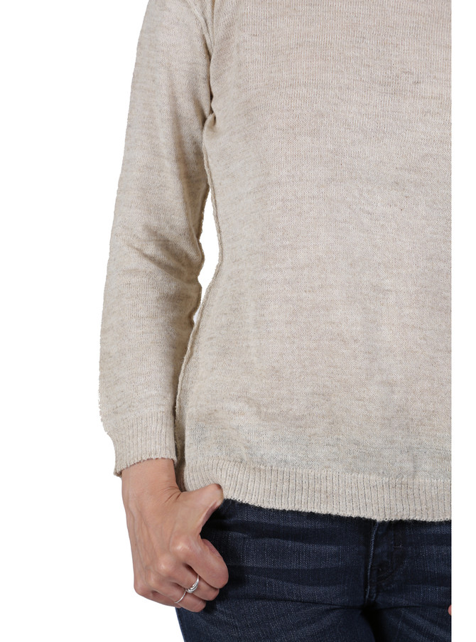Women's Beach Boat-Neck Alpaca Pullover Detail