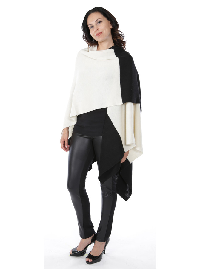 Women's Newport Colorblock Baby Alpaca Cape Alternate Wear Full Size