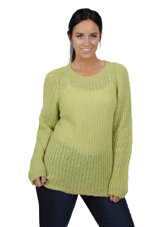 Candy Floss Tunic Alpaca Sweater in Apple Green Front