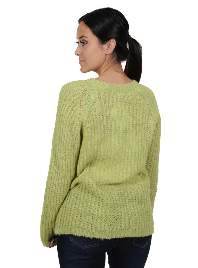 Candy Floss Tunic Alpaca Sweater in Apple Green Back
