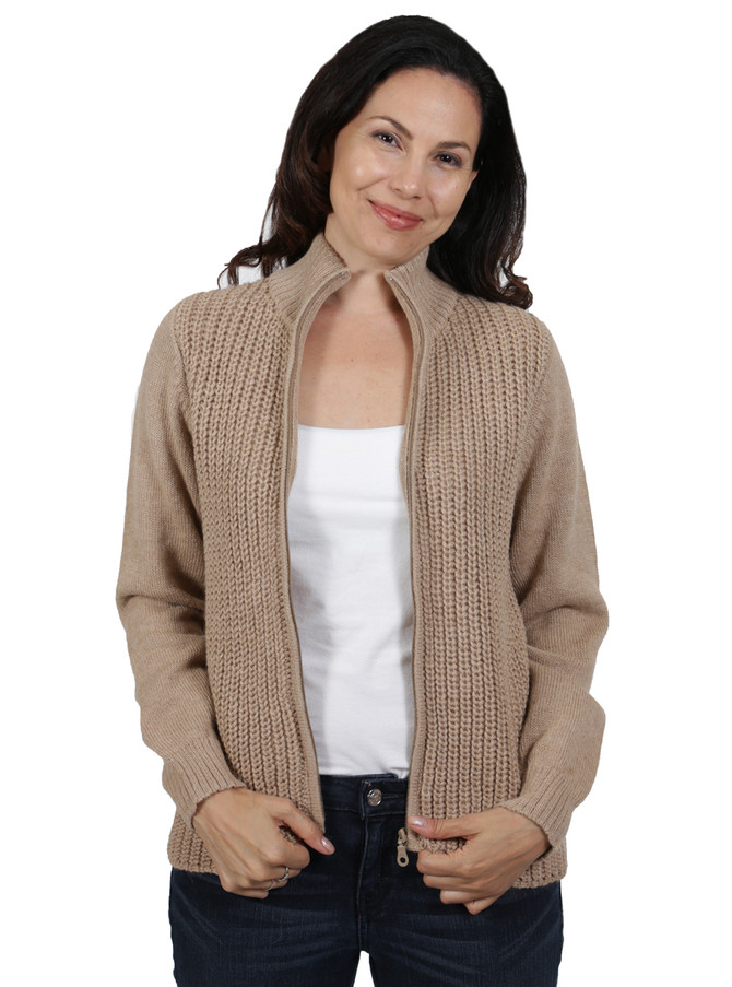 Womens Moto Zip Alpaca Cardigan, Main Image.