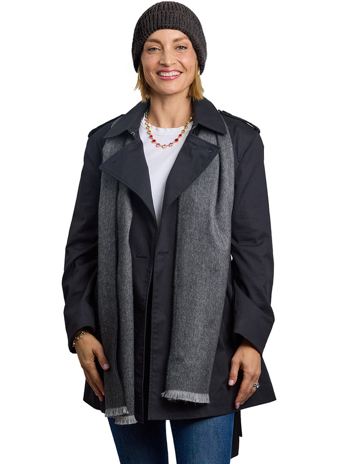 Soft, lightweight baby alpaca chevron scarf for year-round wear