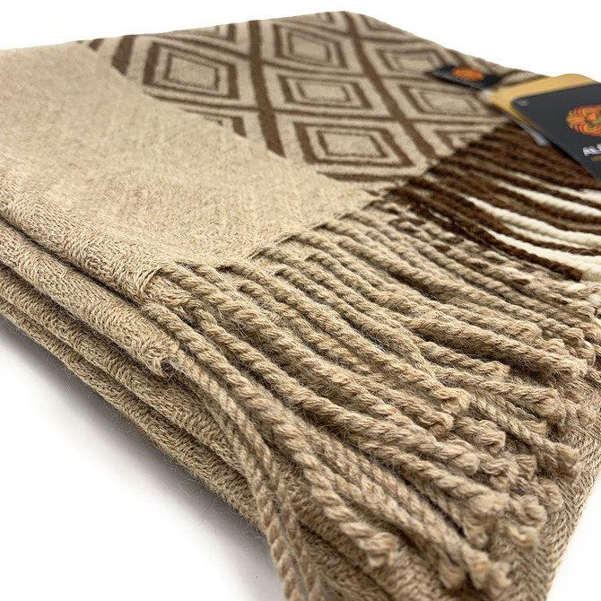 Geometric Diamond Panel 100% Baby Alpaca Throw Blanket
Edge
