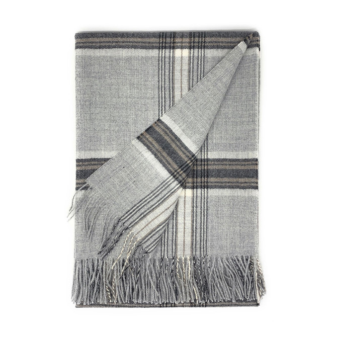 100% Baby Alpaca Wool Great Outdoors Plaid Throw Blanket
folded showing both sides