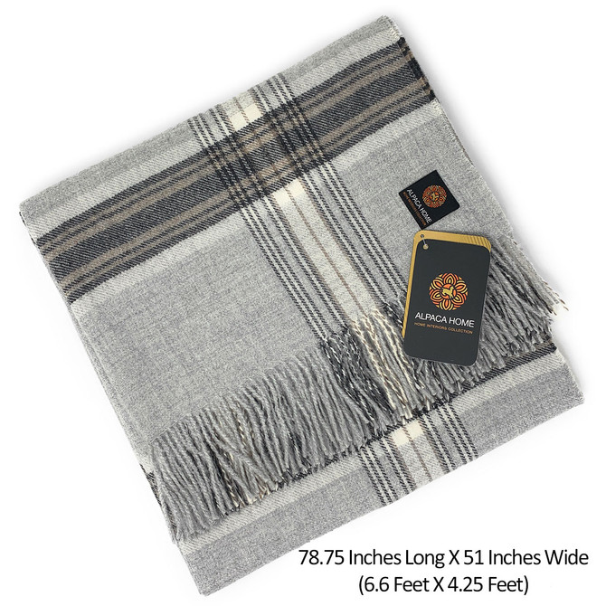 100% Baby Alpaca Wool Great Outdoors Plaid Throw Blanket
Size