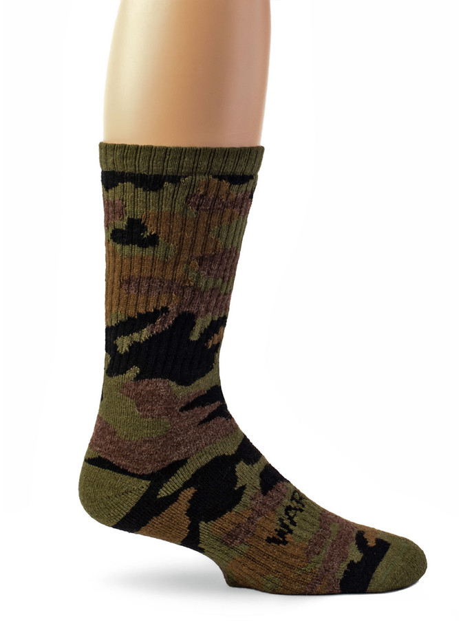 Sylvan Camouflage 100% Alpaca Wool Hunting Socks - UnisexCamouflage Hunting Alpaca Crew Socks Side View