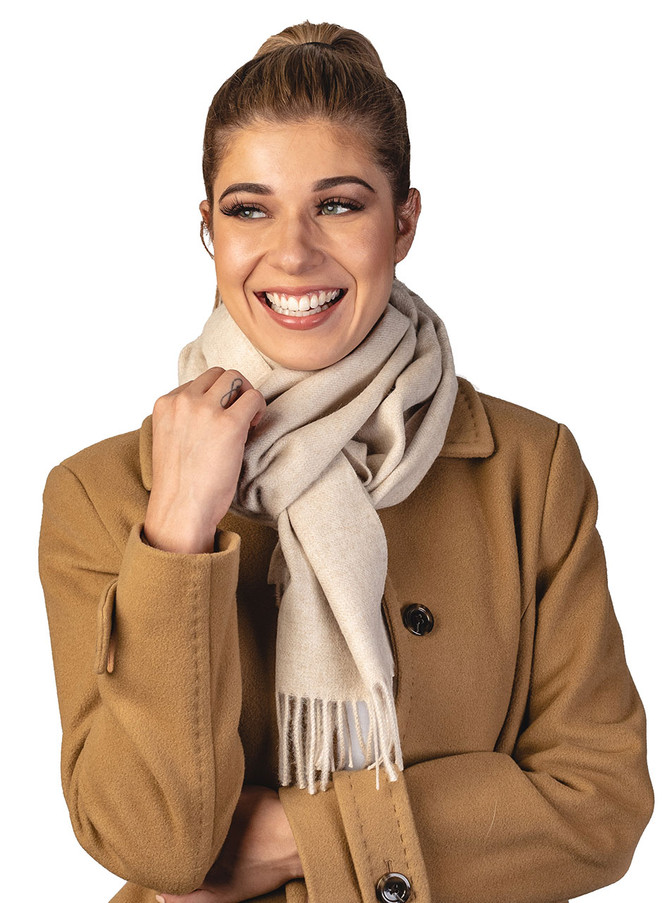 Organic 100% Baby Alpaca Eco Organic Classic Scarf
On Female Model