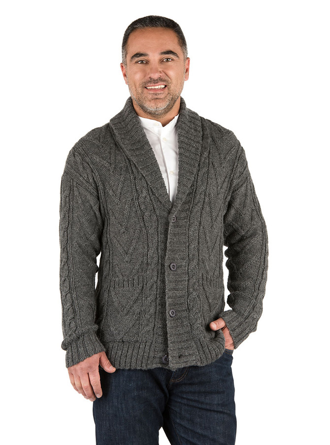 Men's Cecil Bulky Cable Alpaca Cardigan
On Model - Front