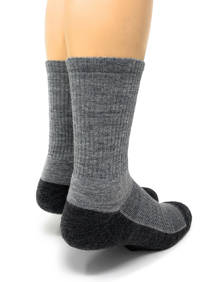 Cross Trainer Cushioned Athletic Crew Alpaca Socks Grey / Charcoal - Heel