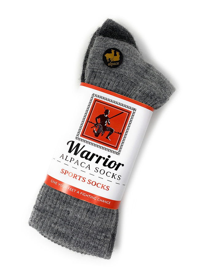 Cross Trainer Cushioned Athletic Crew Alpaca Socks Grey / Charcoal - Package