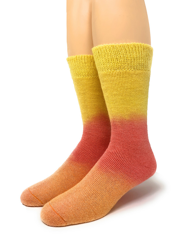 Ombre Tie-Dye Terry Alpaca Outdoor Crew Socks Front / Toe