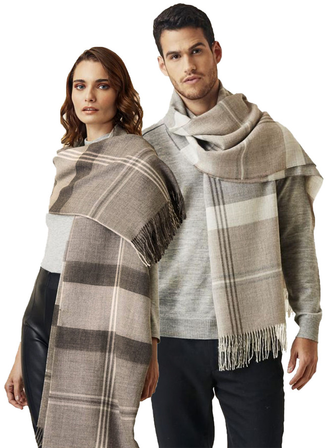 Max Plaid Organic Baby Alpaca Scarf and Wrap / Oversized
Unisex