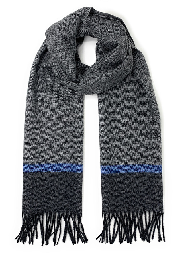 Men's Herringbone Stripe Baby Alpaca Wool Scarf
Looped