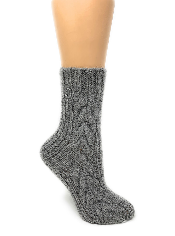 Hand Knit Cable Crew Socks - 100% Pure Alpaca
Side