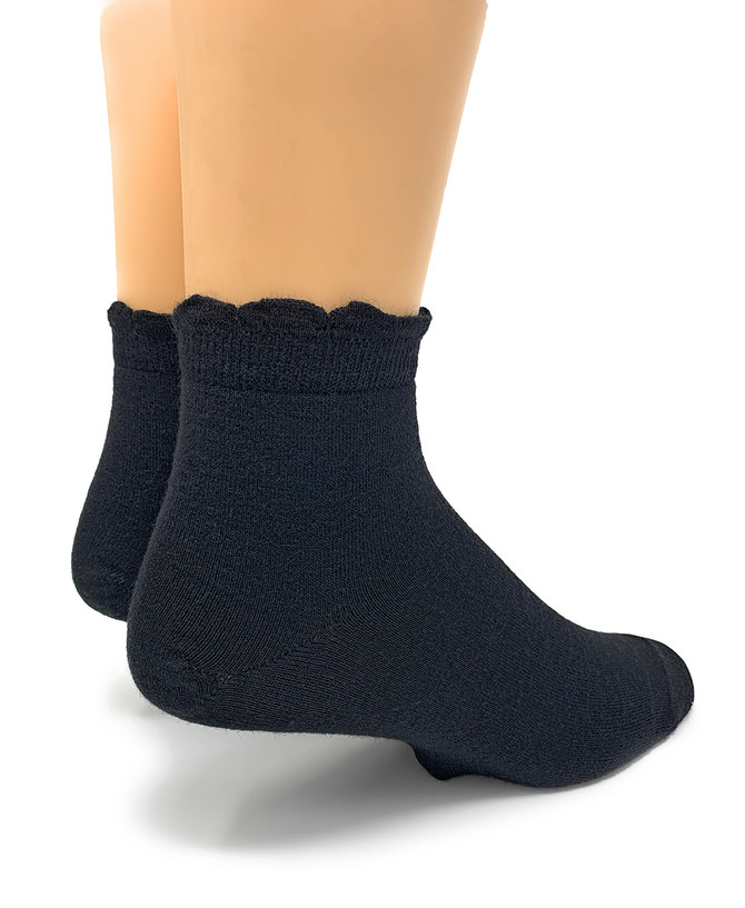 Women's Jagged Edge Solid Black Edgy Fashion Alpaca Socks
Heel