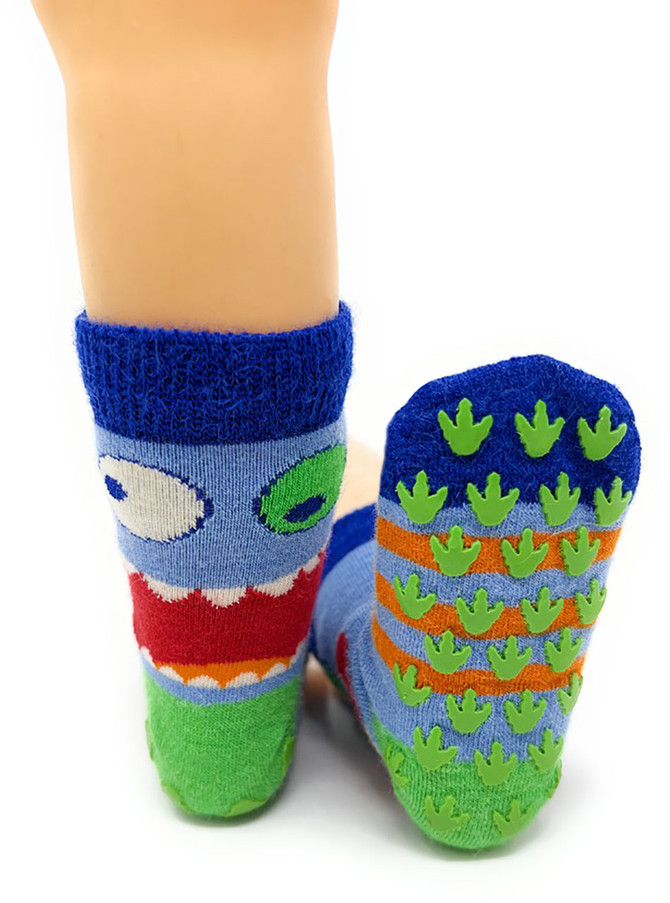 Kids Little Monsters Non-Skid Alpaca Socks with non-skid detail