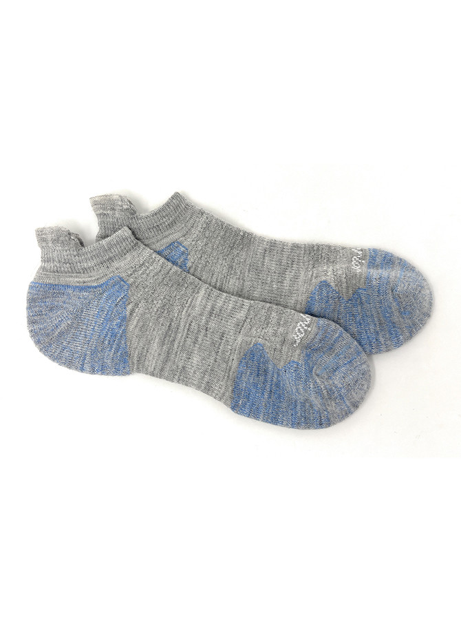Endurance Max Cushioned Tab Alpaca Ankle Sock in Grey Blue WAT0 by Warrior Alpaca Socks Flat