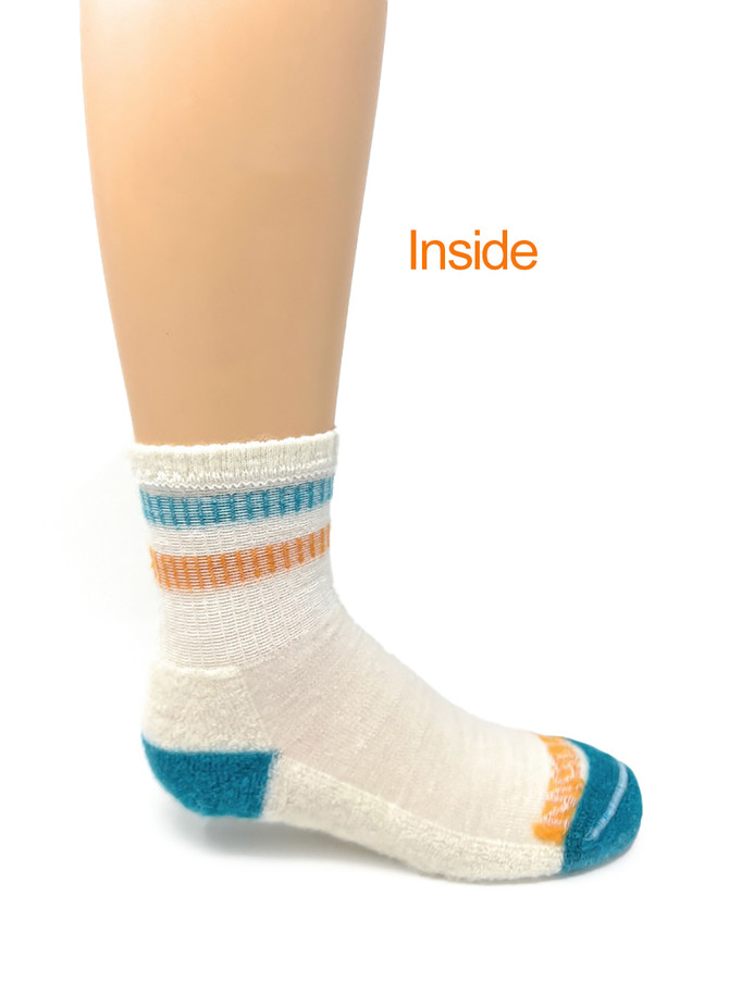 Athletic Retro Quarter Crew Alpaca Socks for The Entire Family - Child's socks inside.