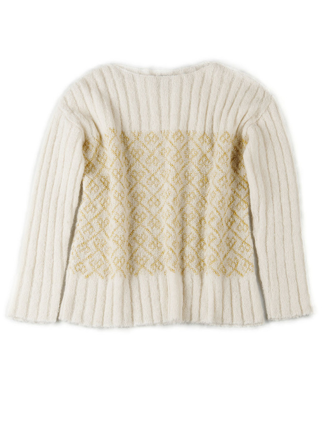 Eileen Baby Alpaca Wool Pullover in Black Peacock flat.