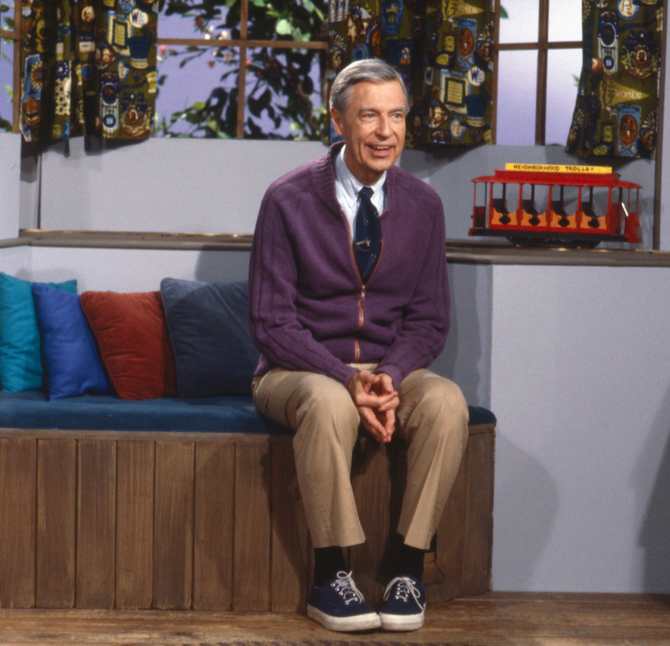 Mister Rogers Zip Cardigan Sweater with Pockets worn by Fred Rogers. (Image used with permission from Fred Rogers Productions©2023)