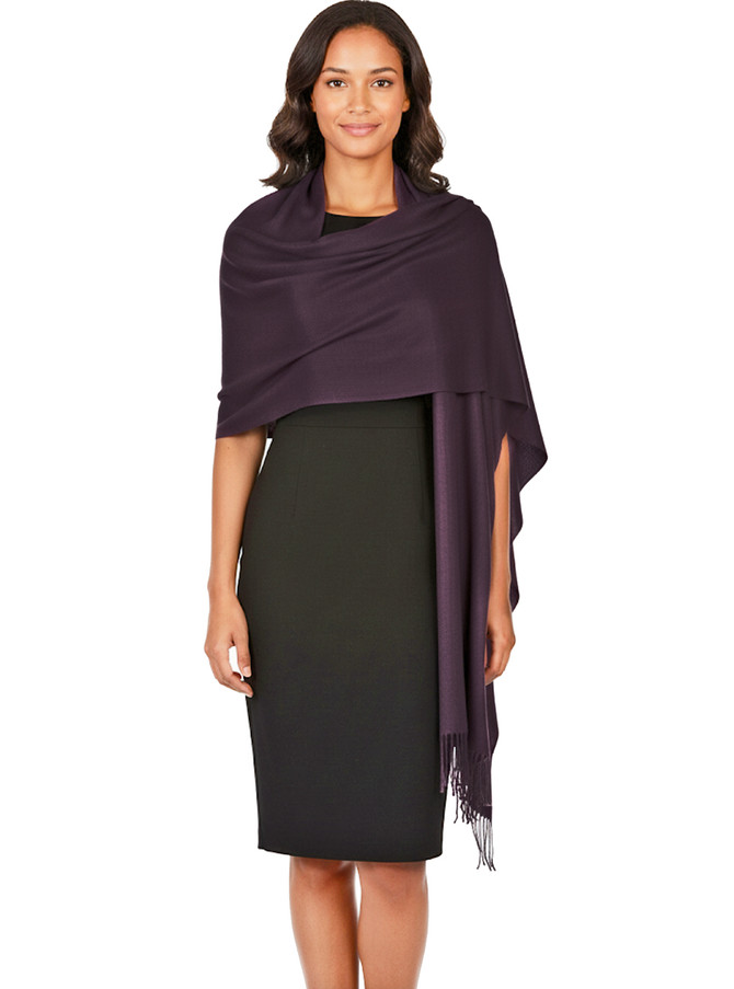 Diaphanous Solid Baby Alpaca & Silk Shawl worn as shawl