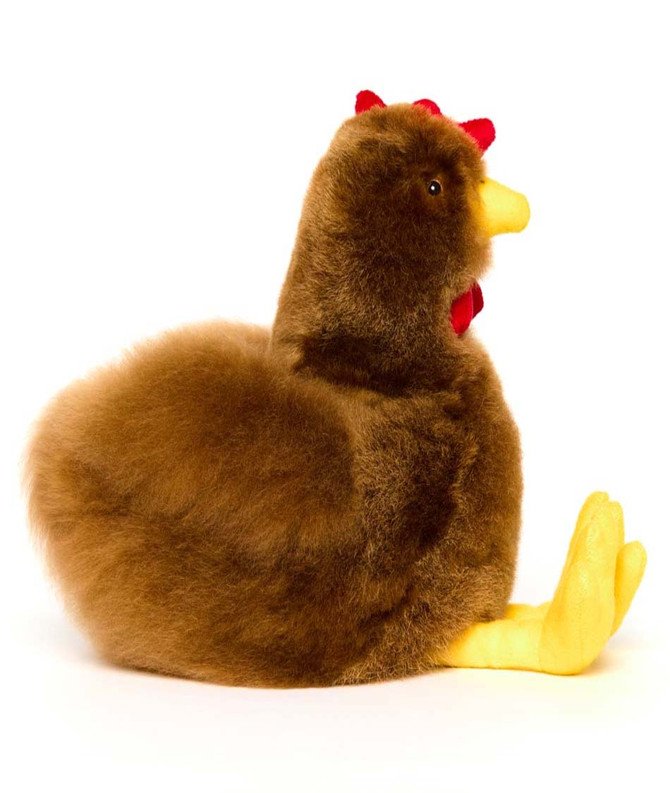 Alpaca Fur Rooster chicken Stuffed Animals Brown Side.