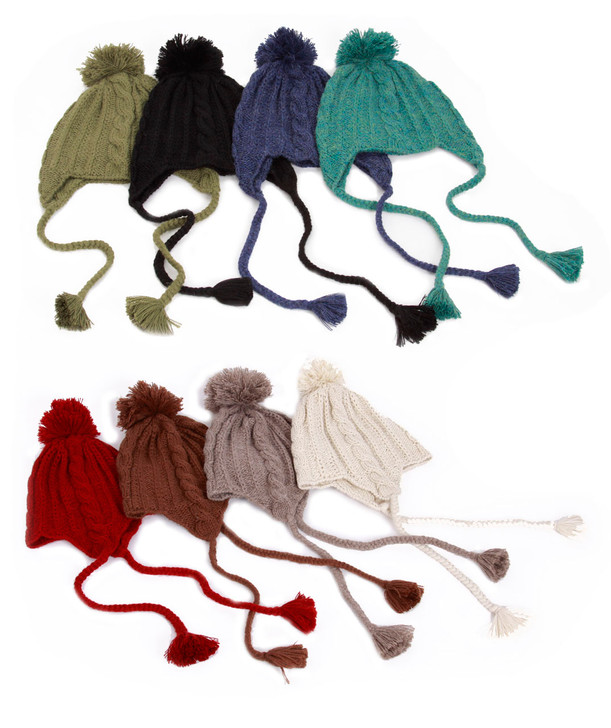 Pom Beanie with Cables, Flaps \u0026 Braids 