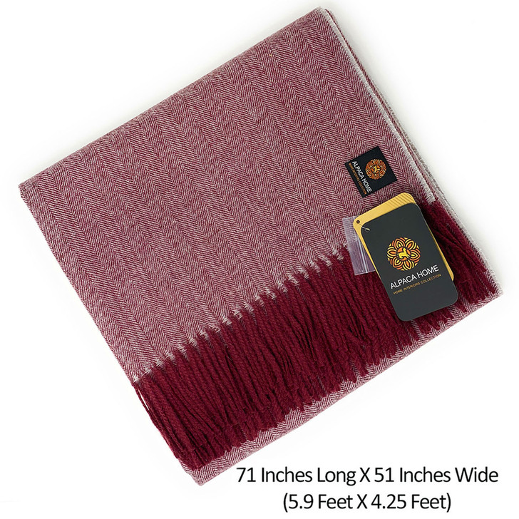 100 Baby Alpaca Wool Herringbone Throw Blanket Free Shipping & Easy