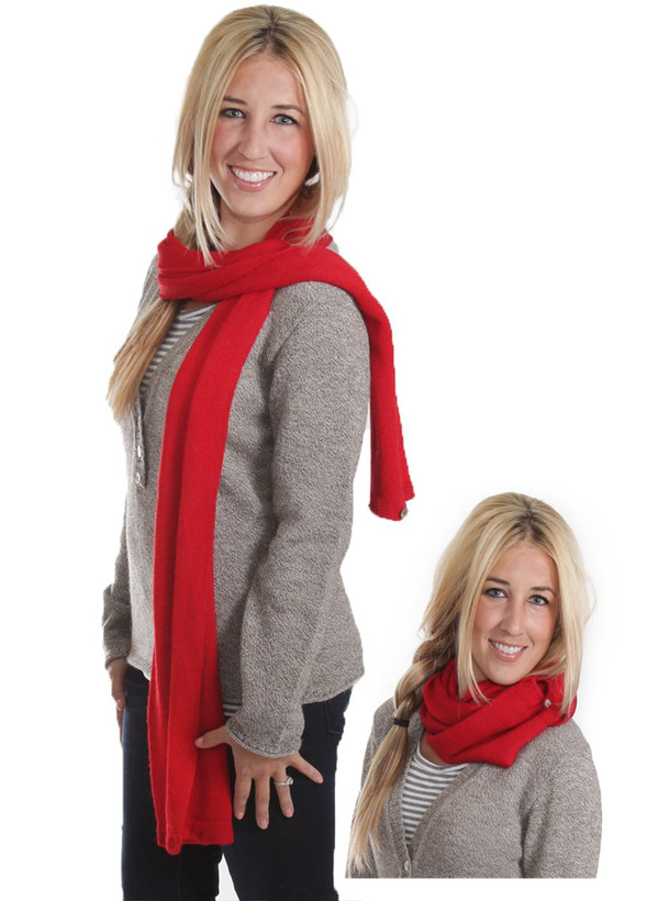 100% Baby Alpaca Wool 2-in-1 Convertible Knit Infinity Circle Scarf for Men and Women conversion shown.