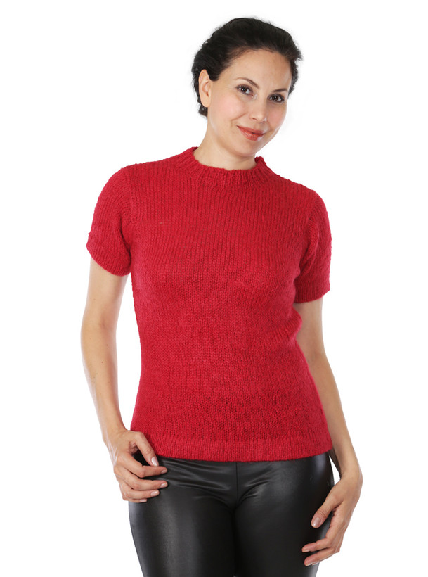 Blair Short Sleeve Suri Alpaca Wool Sweater
Front on Model