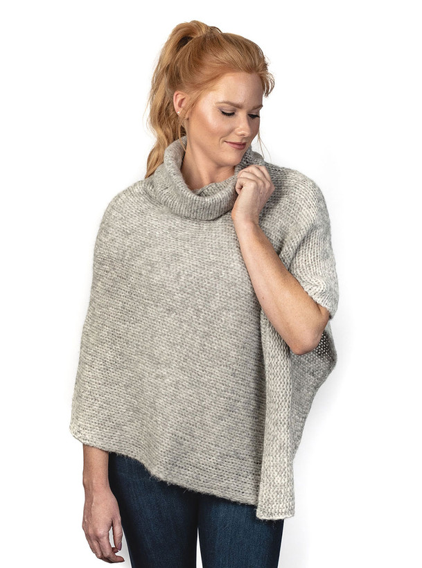 Women's Chloe Alpaca Wool Blend Poncho  - Smoke
Front