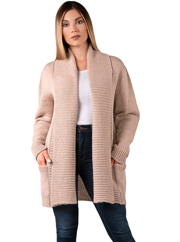 Lightweight Open-Front Long Cardigan 100% Alpaca Wool Sweater
Front