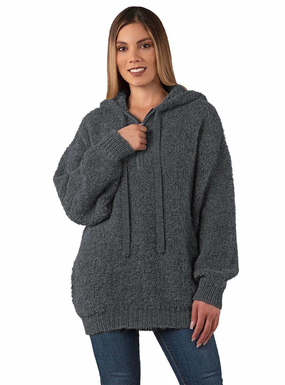 Halo Alpaca Hoodie Quarter Zip Pullover Sweatshirt & Sweater | Sun