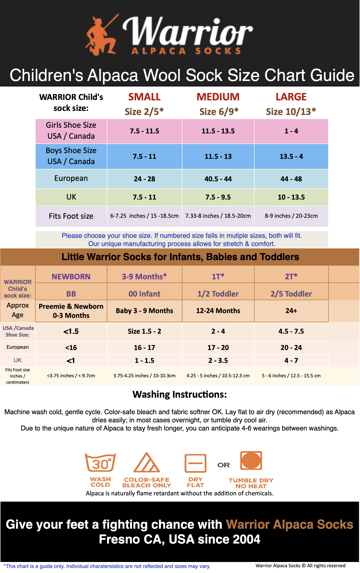 sock size chart