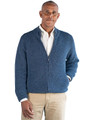 Alpaca Sweater Mens' Heritage Zip Front Cardigan Sweater in Heritage Blue, Front on Man, Main Image.