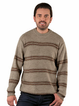 【GENERAL IDEA】Wool Crew Neck Pullover Baja Striped Crew Neck Pullover in Natural 100% Alpaca Wool