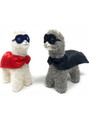 Alpaca Super Heros! - Handmade Felted Figurines Showing both colors.