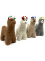 Needle Felted Alpaca Figurines with Flower Crowns - showing all colors, main image.